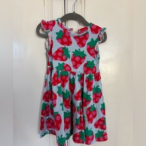 Mini Boden Red and Green Strawberry Print Dress